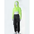 thumbnail image 4 of CHICTRY Girls Juniors Sportswear Cropped Hoodie Sweatshirt with Cargo Pants Activewear Street Dance Outfit Fluorescent Green 16, 4 of 7