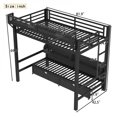 thumbnail image 4 of Twin XL over Twin XL Bunk Bed with Storage Shelves and Drawers,Multifunctional Metal Bunk Beds with USB Ports and LED Lights, Lower Bed that can be converted into a sofa, Black, 4 of 18
