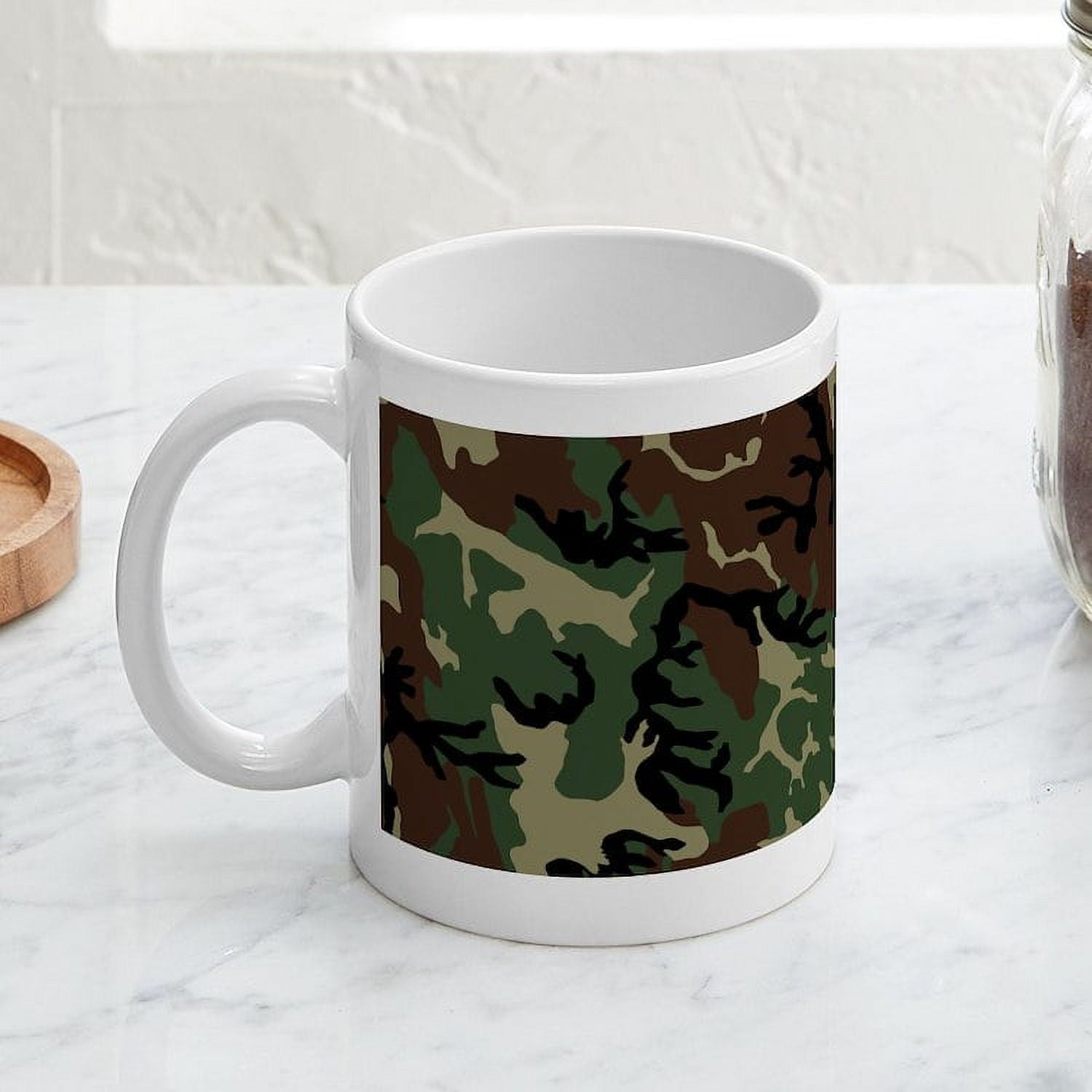 Cafepress - Camouflage Pattern Mug - 11 oz Ceramic Mug - Novelty Coffee Tea Cup, Size: Small, White