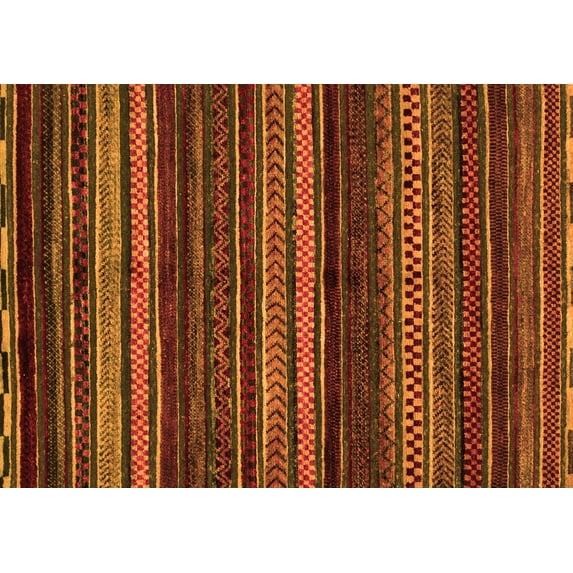 Ahgly Company Indoor Rectangle Oriental Orange Modern Area Rugs, 4' x 6'