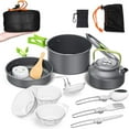 thumbnail image 1 of Juego de utensilios de cocina para acampar, juego de vajilla para exteriores, olla de cocina, parrilla, olla de Picnic con cafetera, tetera de aluminio, 1 of 5