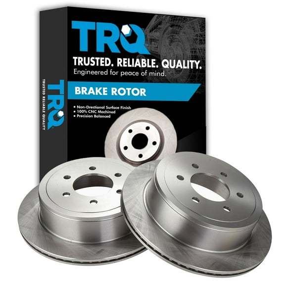 TRQ Rear Brake Rotors Set Solid Fits Select 2004-2011 Ford F-150 2006-2008 Lincoln Mark LT