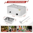 thumbnail image 3 of HELLONE Electric Commercial Food Warmer, 21 QT Full Pan Steam Table Stainless Steel Bain Marie Countertop Soup Station with Temper Control Drainage Faucet & Lid for Parties Buffet Catering, 3 of 6