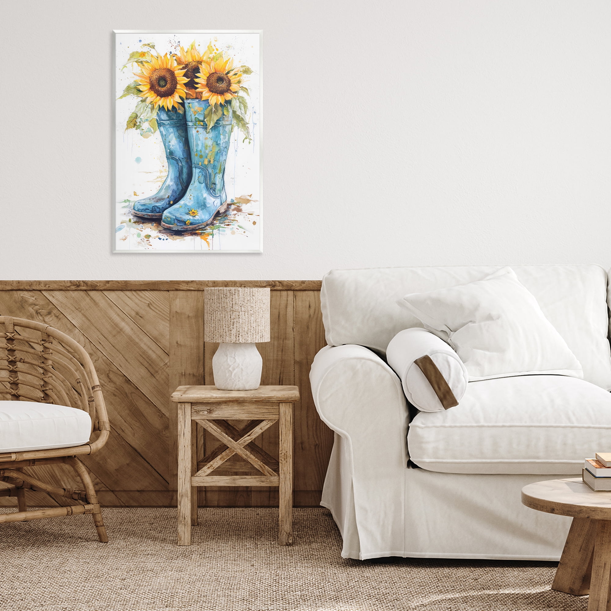 Stupell Industries Blue Rain Boots & Sunflowers Wall Plaque Art, design by Tina LeCour