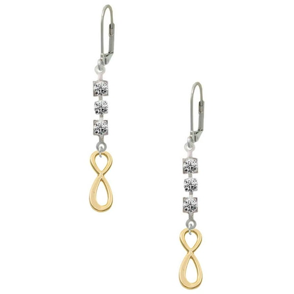 Goldtone Medium Elegant Infinity Sign Crystal Madison Leverback Earrings