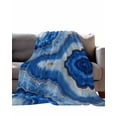 thumbnail image 2 of Flannel Fleece Throw Blanket Gradient Blue Marble Texture Lightweight Soft Plush Blankets,Bohemian Golden Veins Cozy Warm Throw Blanket for Couch Sofa Bed Car Office 40x50in, 2 of 9