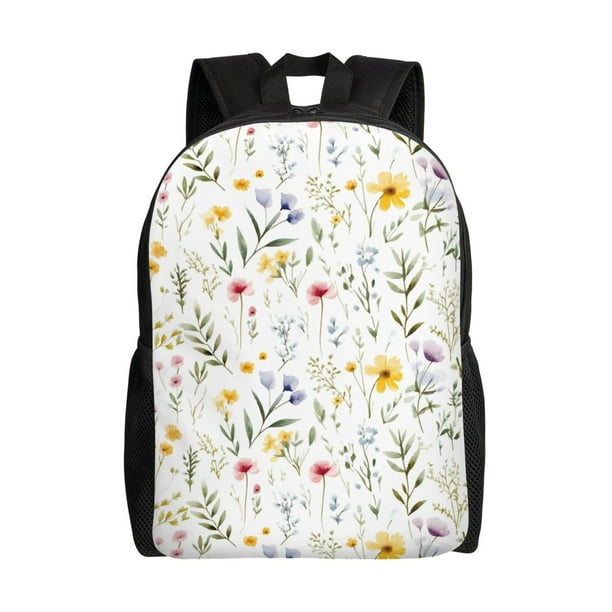 Fotbe Watercolor Floral A Mochila de Viaje para Laptop, Mochila Ejecutiva Delgada y Resistente 15.6"