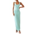 thumbnail image 2 of Yunliwuli Women Long Bodycon Dress Patchwork Sleeveless Cami Dress Summer Backless Slit Party Dress, 2 of 10