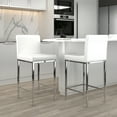 thumbnail image 4 of Contemporary Faux Leather and Metal 26" Counter Stool Set of 2 White and Chrome, 4 of 6