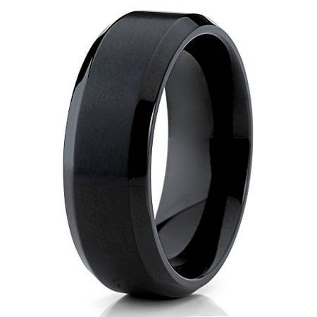 7mm Black Titanium Wedding Band Titanium Anniversary Ring Black Engagement...