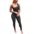 thumbnail image 3 of Vedolay Women's Sleeveless One Shoulder Summer Solid Color Tight Jumpsuits,Black M, 3 of 3