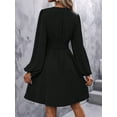thumbnail image 5 of Women'S Elegant Dress V Neck Long Sleeve High Waist Swing Prom Cocktail Short Dresses Black XXL, 5 of 8