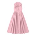 thumbnail image 4 of Shihyeh Ladies' Casual And Fashionable Solid Color Sleeveless Button Up Lapel Dress, 4 of 6