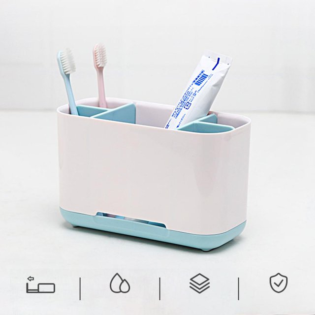 Compartimentos para Porta Cepillos de Eléctricos Peine de Maquinilla de Afeitar Cepillos de Maquillaje Organizador de Almacenamiento Soportes Grande azul claro Soledad titular de pasta de dientes