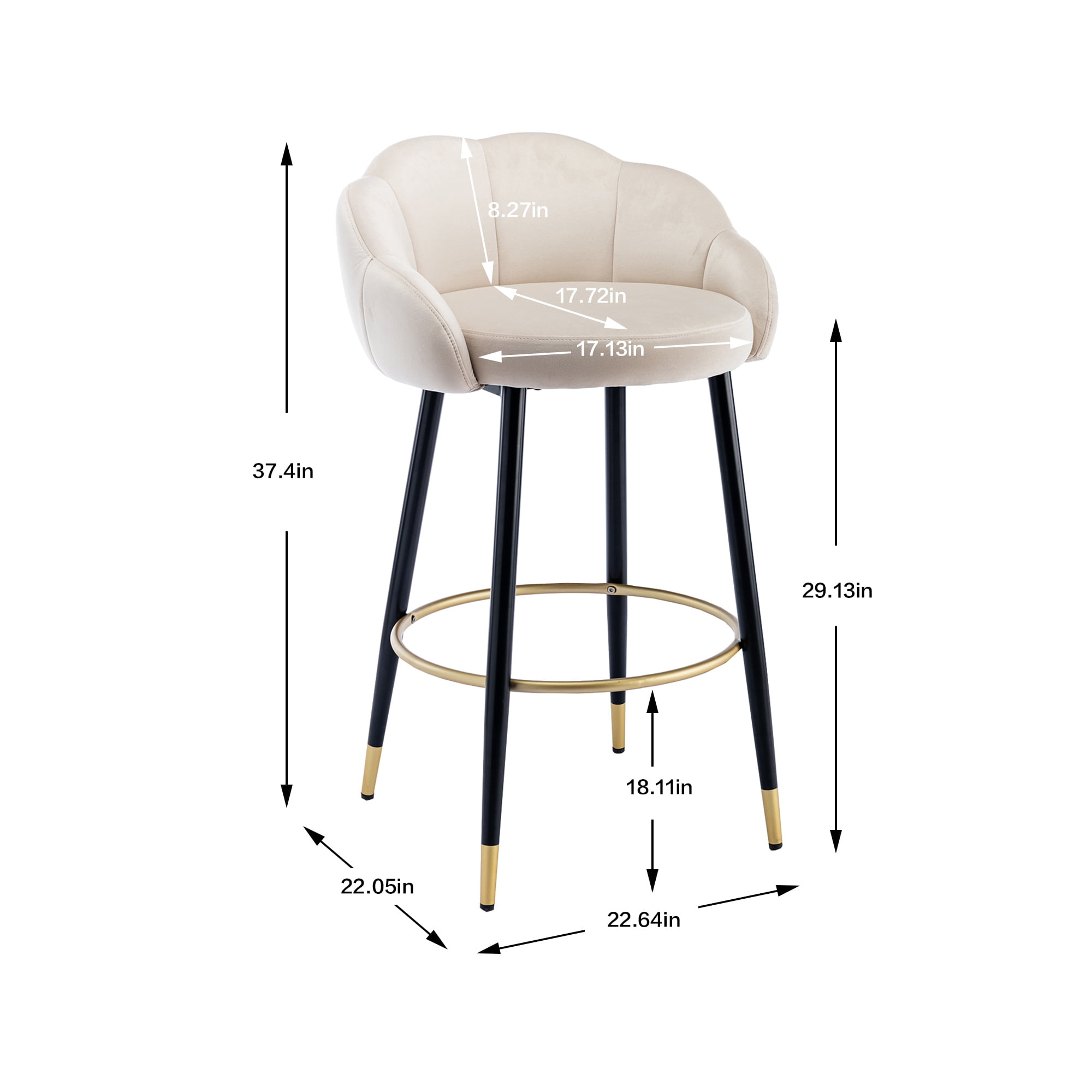 Resenkos Bar Stools Set of 2,with Back and Footrest Counter Height Dining Chairs,Ivory Resenkos Bar Stools Set of 2,with Back and Footrest Counter Height Dining Chairs,Ivory