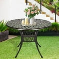 thumbnail image 3 of Magic Union 41.34" Outdoor Cast Aluminum Round Dining Table Outside Patio Furniture with Umbrella Hole, 3 of 6