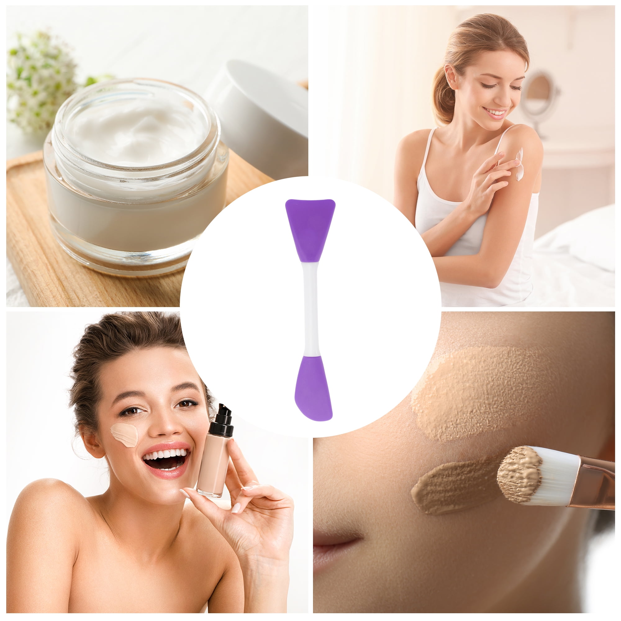 Unique Bargains Smooth Two-in-One Facial Mask Brush 2 Pcs Deep Purple