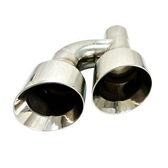 Exhaust Tip 2.25" Inlet 4.00 Outlet 12.00 WD-SE40012-225-HP-SS Dual Double Wall Sideway Slant Angle Polished 304 Stainless Steel  Wesdon Exhaust Tip