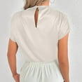 thumbnail image 5 of Jamicy Blouse for Women Summer Wear Women's Short Sleeve Pullover Blouses Satin Silk Shirts Casual Loose Elegant Work Tunic Tops, 5 of 7