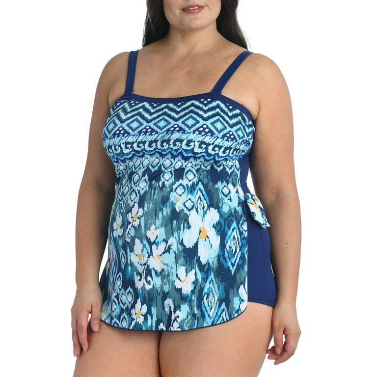 Maxine of Hollywood Womens Plus Size Ikat Border Bandeau Sarong One-Piece  Style-MW1PR31 Swimsuit 