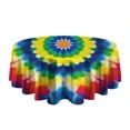 thumbnail image 5 of Colorful Rainbow Tie Dye Spiral Pattern Round Tablecloth 60"x60",Wrinkle Wipeable Table Cloth for Kitchen Dining Room Picnic Patio Party, 5 of 6