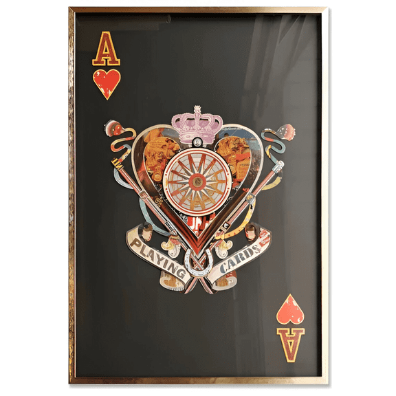 Playing Card Ace of Red Heart with Background Black