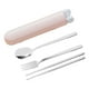 thumbnail image 1 of Juego de cucharas y palillos, vajilla, utensilios de viaje, juego de cubiertos portátiles para Rosa 4 piezas, 1 of 9