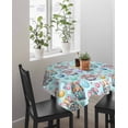 thumbnail image 4 of Easter Gnomes Eggs Suqare Tablecloth - 60 x 60 Inch, Bunny Ears Spring Flowers Country Blue Waterproof & StainResistant Tablecloth, Washable Oil-proof Table Cover for Dining/Party/Wedding/Buffet, 4 of 9