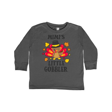 

Inktastic Mimis Little Gobbler with Turkey and Leaves Gift Toddler Boy or Toddler Girl Long Sleeve T-Shirt