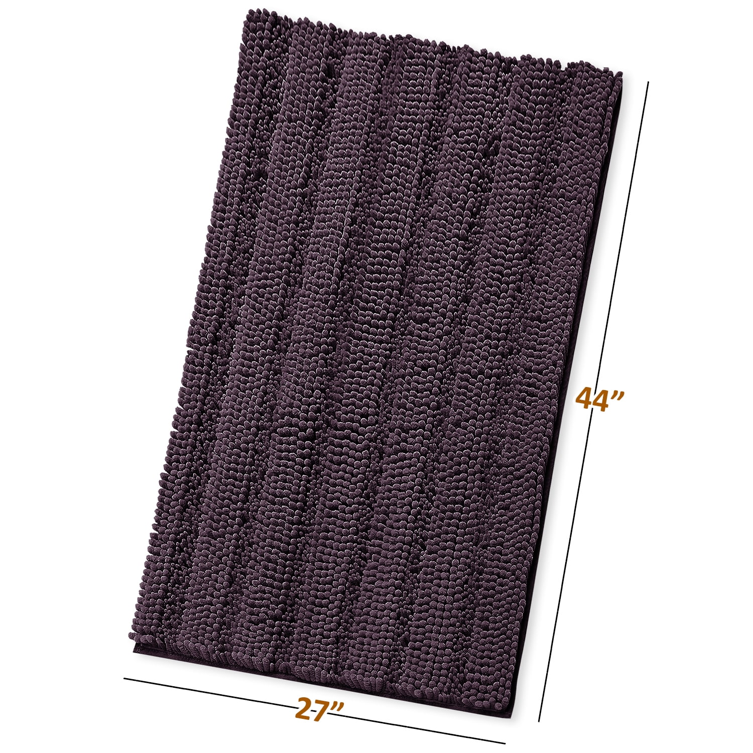 Clara Clark Chenille Super Absorbent Bath Mat - Extra Soft - Shower and Bath Room - Machine wash dry - Size Extra Large 44 x 26 - Purple