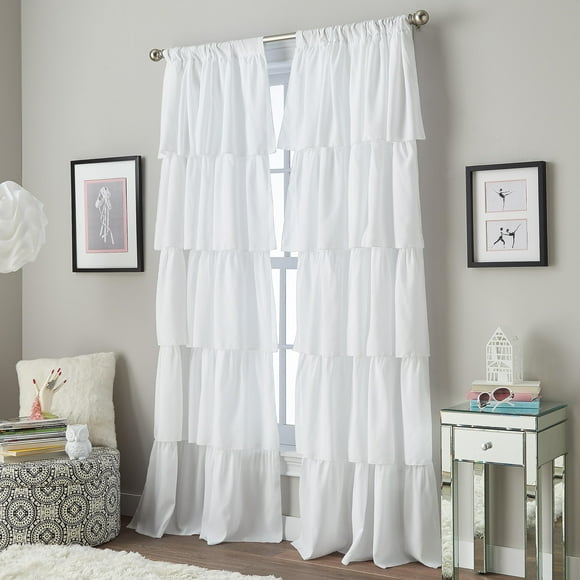 Panel de cortina Curtainworks con volantes, 160 x 160 cm, color blanco