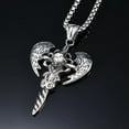 thumbnail image 6 of K-KED Vintage Punk Zicron Angel Wing Cross Sword Stainless Steel Pendant Necklace, 6 of 6