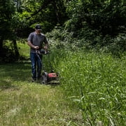 Earthquake 60V Walk Behind String Mower, Includes Two 4Ah Batteries, 22” Cutting Diameter, Three Cutting Speed Dial, 14” Never-Go-Flat Wheels, Easy Assembly, Adjustable Handlebar, 44965