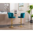 thumbnail image 4 of Guyou Swivel Adjustable Bar Stools Set of 2, Velvet Counter Height Barstools with Petal Back and Gold Footrest, Modern Counter Bar Height Stool Chairs for Kitchen Island Bar Cafe, Teal, 4 of 5