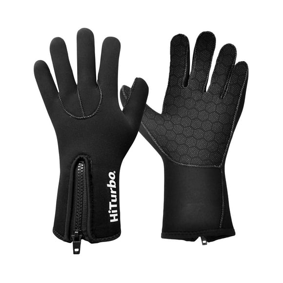 HiTurbo 3mm Neoprene Scuba Gloves Antiskid Abrasion-resistant Five Finger Gloves For Surfing, Kayaking Snorkeling Sailing Black M