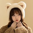 thumbnail image 4 of Critter for Women Winter Cute Plush Ear Hat Warm Beanie Trapper With Strap Windproof Thick Fuzzy Cap Costume White, 4 of 4