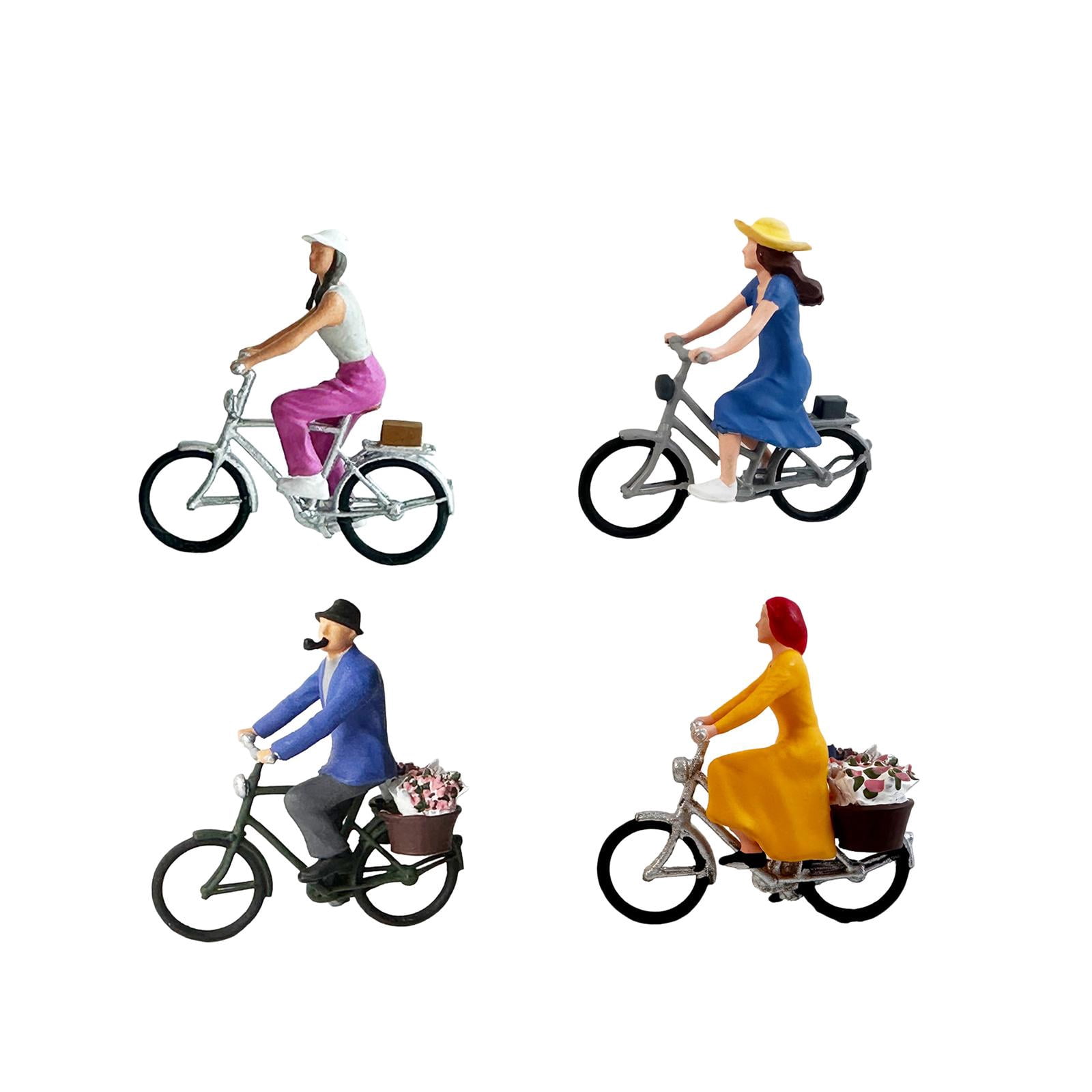 LeeQinersw 4 Pieces 1/64 Cyclist Figure Set Desktop Decoration Detailed Cycler Figurine