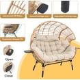 thumbnail image 6 of CHINNLUU Double Egg Chair Indoor Outdoor Stationary Oversized Thicken Padded Cushions,2 Person Egg Loveseat Chair, Extra Large Lounge Chair for Patio Balcony Porch - (Beige Radial), 6 of 10