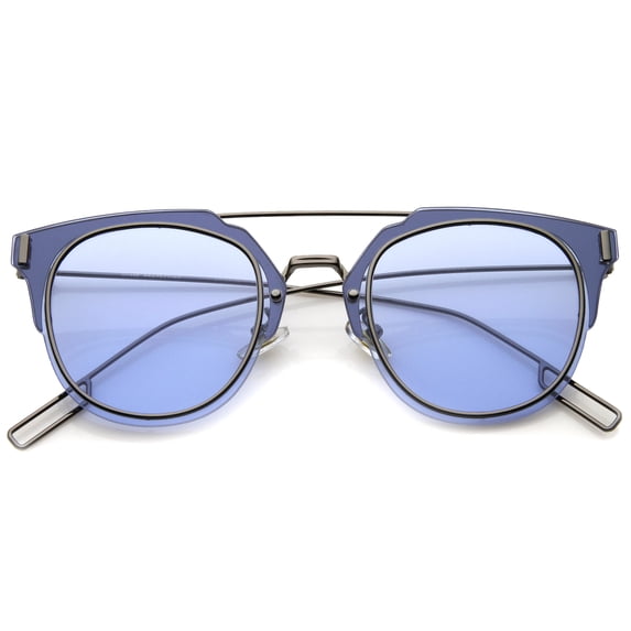 sunglassLA - Modern Ultra Thin Minimal Wire Temple Inner-Rimmed Pantos Metal Sunglasses - 58mm