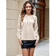 thumbnail image 2 of Womens Dressy Business Casual Blouse Pleated Long Sleeve Tops Satin Silk Work Shirt Fall Outfits 2024, 2 of 6