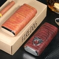 thumbnail image 4 of Leather Travel Cigar Case 3 Cigar Holsters Portable Cedar Cigar Humidors (army green), 4 of 6