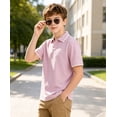 thumbnail image 3 of Aideaone Boys Polo Shirt Solid Color V-Neck Casual Short Sleeve Shirts for Boys Size 7-14T, 3 of 7