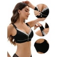 thumbnail image 3 of Unique Bargains Front Closure Full Coverage Wirefree Bras 3XL Black, 3 of 6