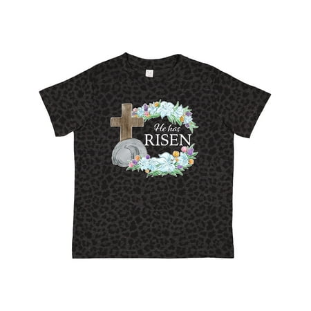 

Inktastic Easter He Has Risen with Cross and Flowers Gift Toddler Boy or Toddler Girl T-Shirt