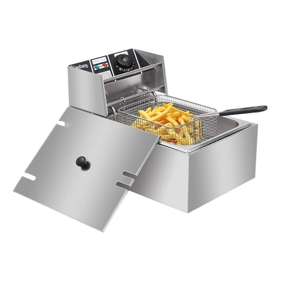 ZOKOP 6L Electric Deep Fryer, Kitchen Frying Machine, Countertop Stainless Steel French Fryer W/Basket, 2500W