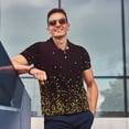 thumbnail image 4 of Zufioo Gold stars luxury sparkling Print Men's POLO Shirts, Quick-drying Button-down Business and Vacation Shirts, T-shirts, Summer Clothing-Medium, 4 of 6