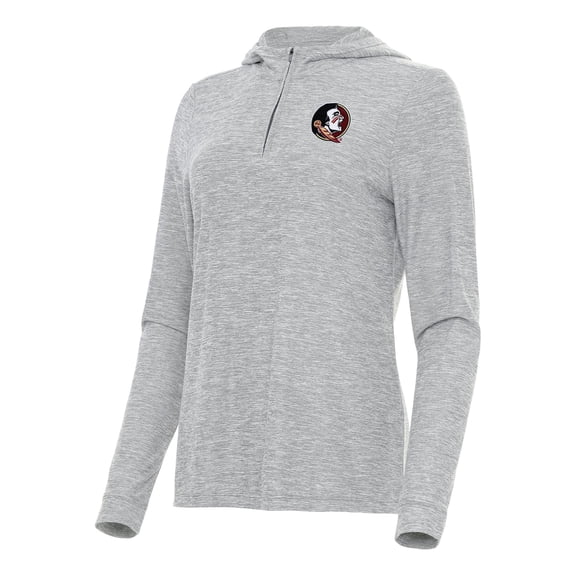 Women's Antigua  Heather Gray Florida State Seminoles Daybreak Quarter-Zip Hoodie