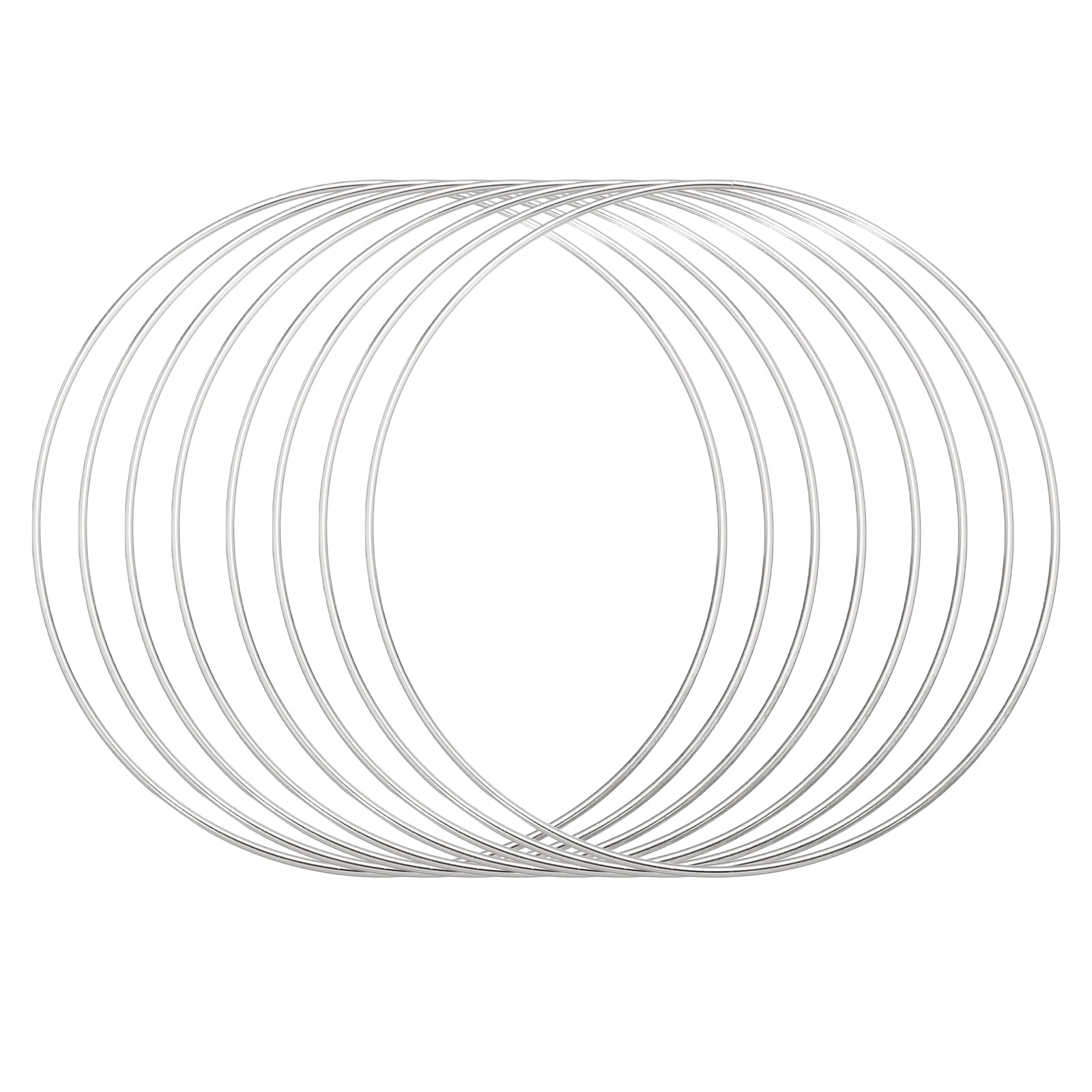 Uxcell 8Pcs Dream Catcher Rings, 7.5" Metal Hoops for Crafts Wreath Hoop Rings for Wall Hanging Crafts Home Decorations DIY Wedding Wreath Decor, Silver 7.3"