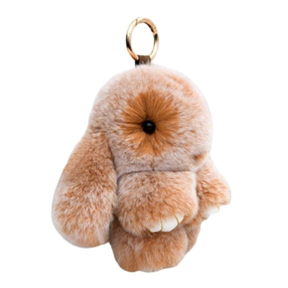 Soft Cute Bunny Keychain Artificial Rabbit Fur Plush Fluffy Pom pom Key Ring for Women
