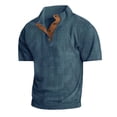 thumbnail image 2 of HAIJIE Mens Shirts work out shirts Casual Lightweight Summer T-Shirt mens beach shirts Cotton Short Sleeve casual shirts running shirts for men (Blue,L), 2 of 8